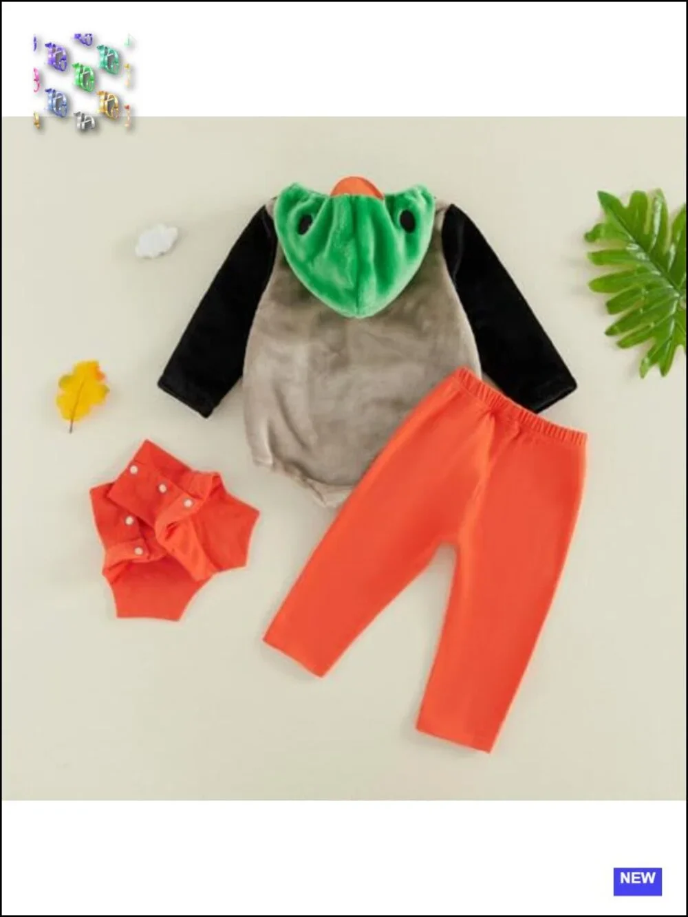 Infant Duck Halloween Costume Hooded Romper Set with Pants Socks